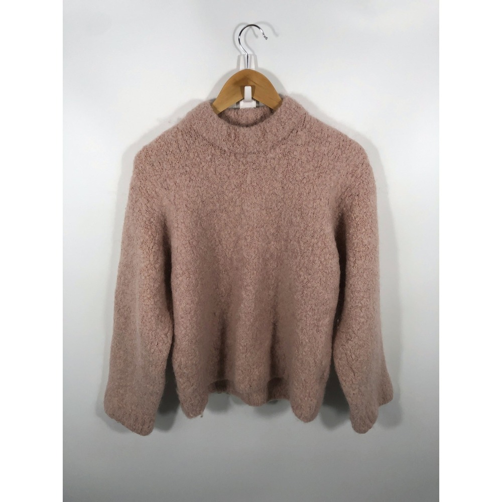 H&M Wool Mohair Blend Oversized Chunky Knit Sweater Womens S Pink Coquette